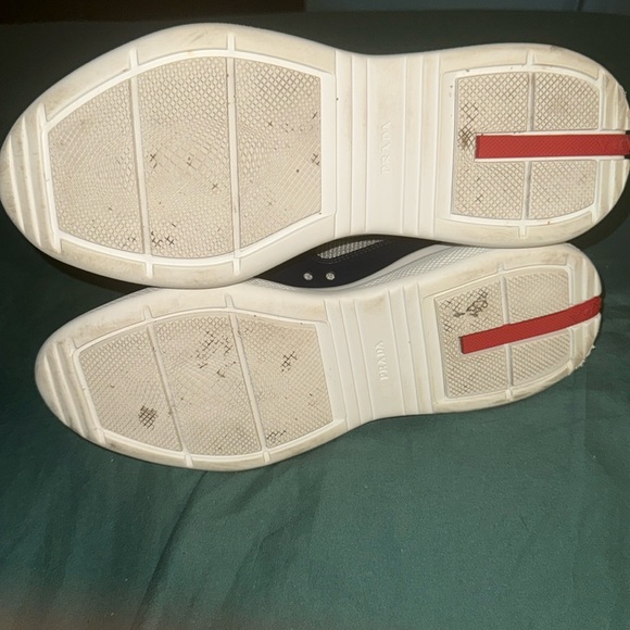 Prada Men's Navy and White Sneakers - Picture 4 of 6